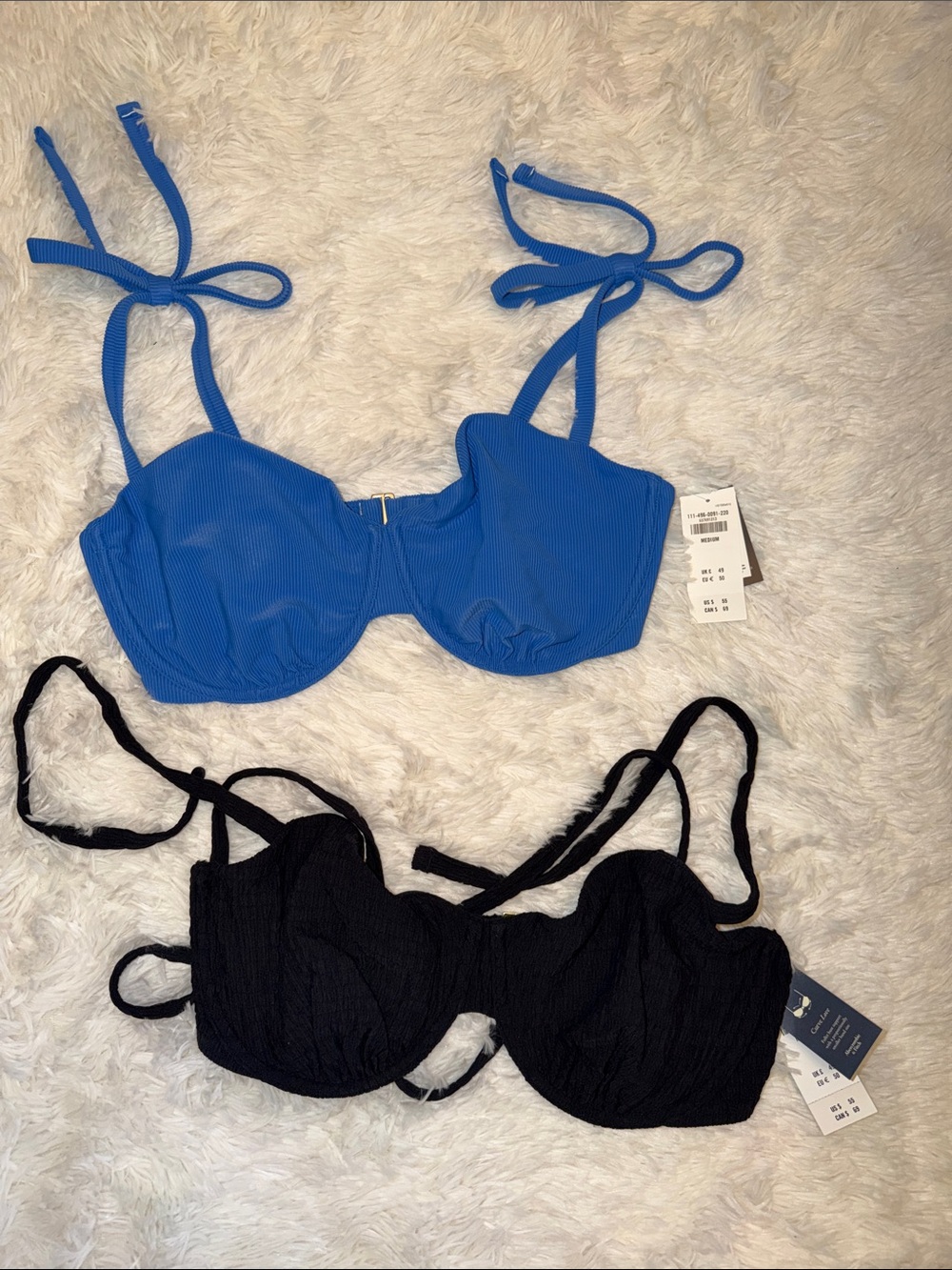 Abercrombie Curve Love Women’s Ribbed Underwire Bikini Top - Blue&Black